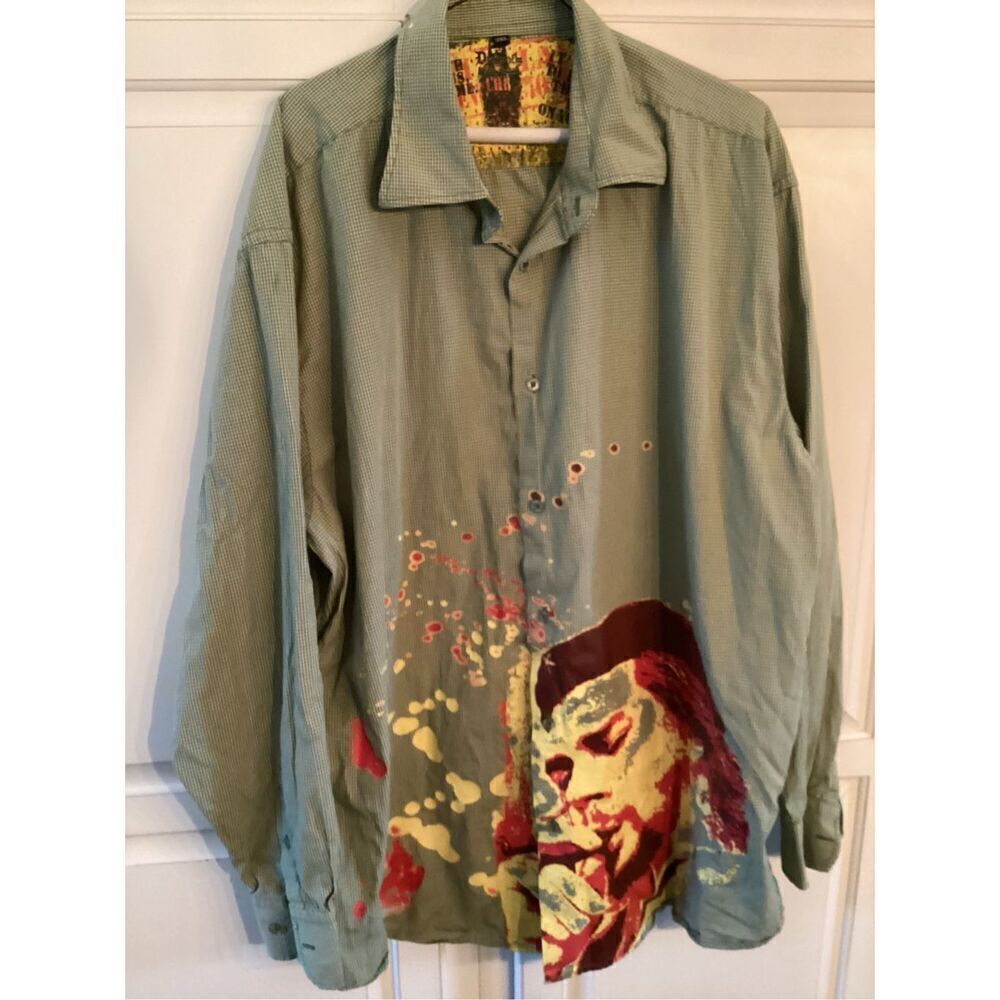 Dragonfly Mens Handpainted Che Guevara Button Down Shirt Sz 3X Streetwear